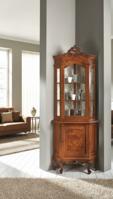 Schief Schief Glas Vitrine Massivholz Vitrine Wunnzëmmer Miwwelen Anrichte