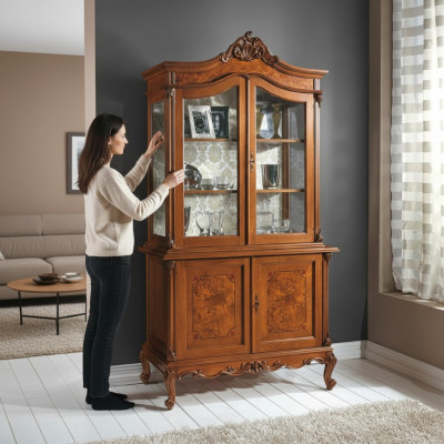 Vitrin Italienesch Luxus Miwwelen Vitrinne Anricht Schaf Glas Design Schief