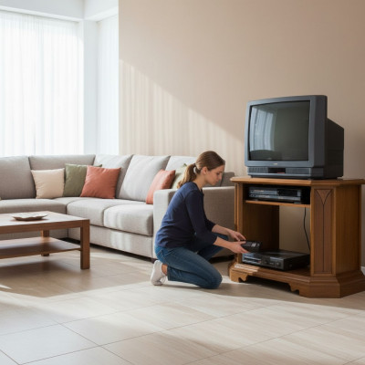 TV-Schaf, Luxus-Sideboard, Kommod, Wunnzëmmertschaf, Miwwelen, Schief, Regal, Holz