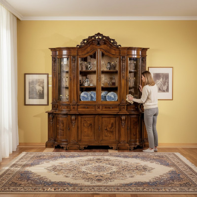 Vitrinen Massivt Holz Glas Schaf Echt Holz Vitrin Wunnzëmmer Miwwelen Anrichte