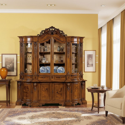 Vitrinen Massivt Holz Glas Schaf Echt Holz Vitrin Wunnzëmmer Miwwelen Anrichte