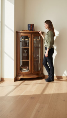 Vitrine Italienesch Luxus Miwwelen Vitrinen Kommoud Schaf Glas Design Schief