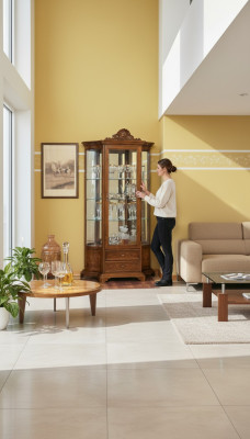 Miwwelen Glasschaf Vitrinne Holz Vitrinnen Glas Schaf Schief Regaler Italien