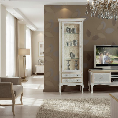 Wunnzëmmer rtv Vitrin tv Sideboard Schaf Dësch Vitrine Holz Miwwels Set 3tlg