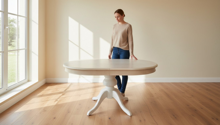 Ronnt Iessdësch Iesszëmmer Dëscher Wunnzëmmer ronn Dësch 135 x 91 cm Holz Miwwelen
