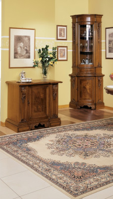 Eckvittrin Eckschaf Vitrin Schaf Holz Schief Italienesch Miwwelen Glas Nei
