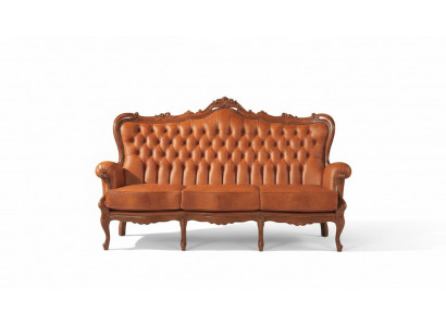 Luxus 3-Sëtzer-Sofa 3-Sëtzer-Sofa aus brongem Lieder Art déco Stil Miwwel Lieder