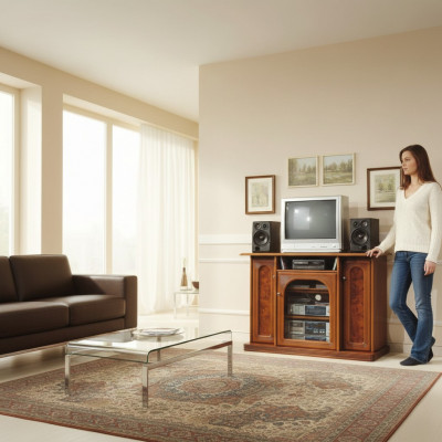 Braune Fernsehkommoda Luxus Sideboard Kommode Wunnzëmmerméubel Schief Kascht hëlzent