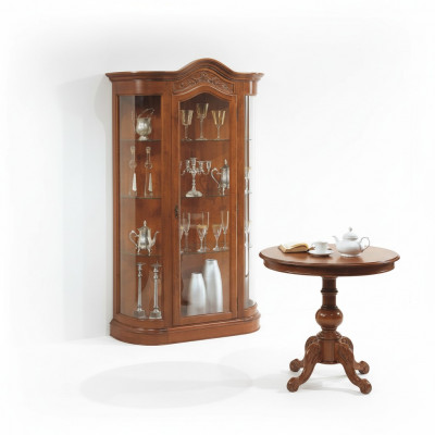Wunnzëmmer Dësch Set mat Vitrine Glasschaf Schaf Kommode Komplett 2stéck. Nei.