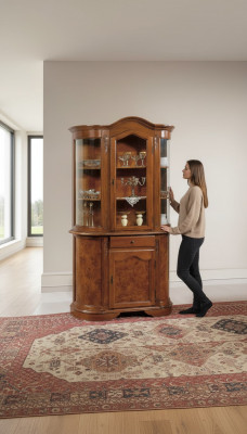 Vitrin Italienesch Miwwelen Vitrin Wunnzëmmer Sideboard Anrichte Glas Schiefen
