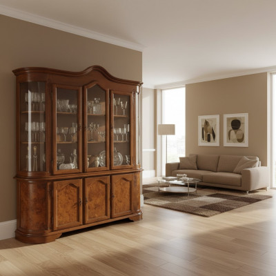 Anrichte Braun Vitrin Glasschaf Miwwel Sideboard Schief Vitrinen Schief