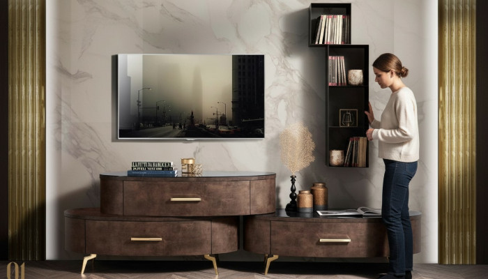 RTV TV Schaf Dësch Wunngzëmmer Kommode Lowboard Sideboard Holz Modern Miwwelen