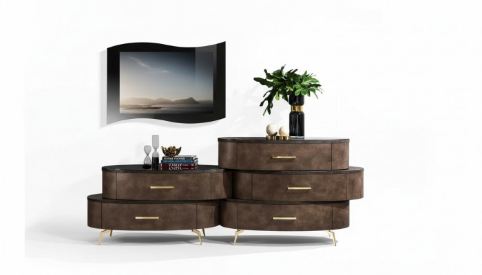 Lowboard RTV TV Schaf Dësch Wunnzëmmer Kommode Sideboard Holz Modern Miwwelen