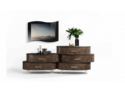 Lowboard RTV TV Schaf Dësch Wunnzëmmer Kommode Sideboard Holz Modern Miwwelen