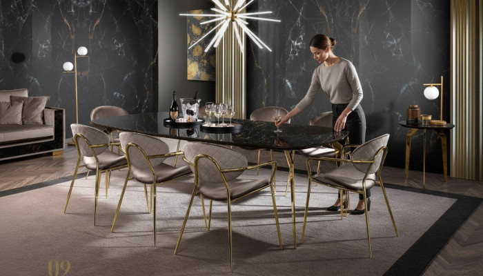 Luxus Iessdësch Modern Iesszëmmer Kichen Iessen Dëscher Design Dësch Glas 250 cm XXL