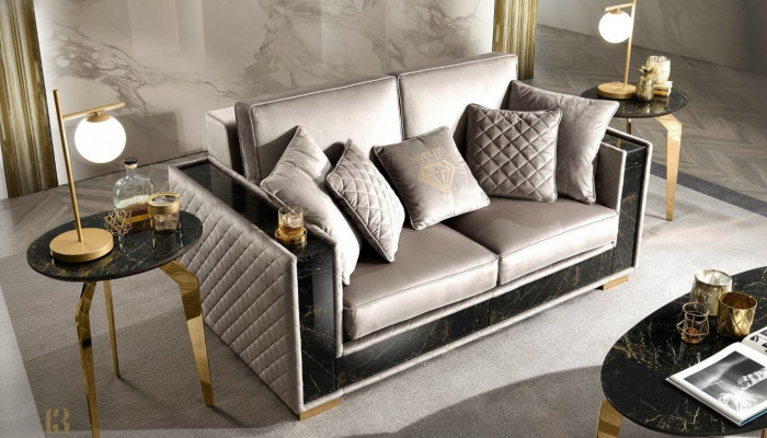 Zweesëtzeger Sofa Modern Design Polster Textil Sofas Sëtz Miwwelen Wunnlandschaft Gro