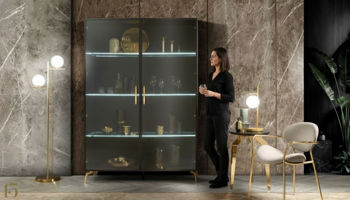 Vitrinn Schaf Vitrinnen Schief Design Italienesch Miwwelen Wunnzëmmer Schaf
