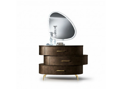 Kommode mat Spigel Kommoden Schlofzëmmer Schaf Holz Modern Design Brong Set