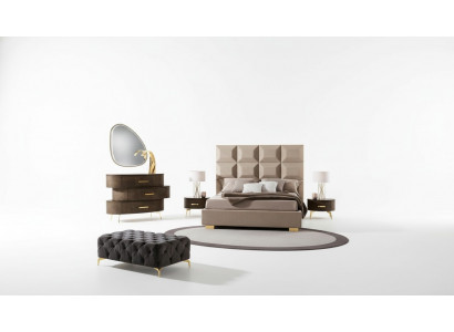 Luxus Set 5-Deeler Schlofzimmer Bett Nuetsschaf Kommoud Spigel Garnitur Duebel Nei