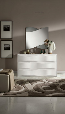 Luxus Set Kommode mat Spigel Kommoden Konsole Garnitur Holz Modern Design Wäiss