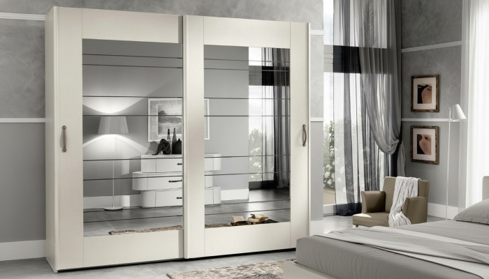 Luxus Kleederschaf mat Schiebendieren Schlofschaf Schaf Schief Holz Modern