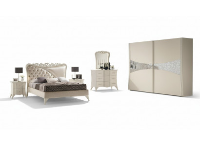 Schlofkummer Bett Nuetsdësch Konsole Kleederschaf Modern Holz Luxus Set 6 Deeler.