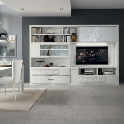Wunnwand RTV Wand Schaf Sideboard Fernseh Kommode Holz Design Modern Miwwel Nei
