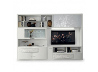 Wunnwand RTV Wand Schaf Sideboard Fernseh Kommode Holz Design Modern Miwwel Nei