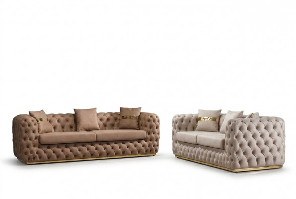 Polstergarnitur Sofagarnitur 3+3 Sëtzer Chesterfield Luxus Garnitur Sofas Lieder