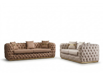 Polstergarnitur Sofagarnitur 3+3 Sëtzer Chesterfield Luxus Garnitur Sofas Lieder