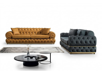 Luxus Garnitur Chesterfield Sofagarnitur 3+3 Sëtzer Sofa Fauteuil Sofas Lieder 2tlg