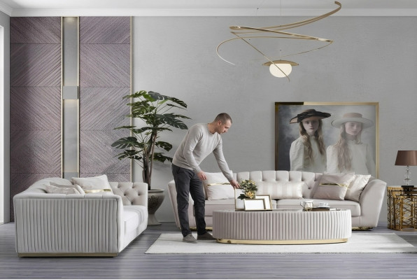 Luxus Sofa Garnitur 3+3 Sëtzer Garnitur Sofa Sofa Sitz Grupp Wunnzëmmer Couch