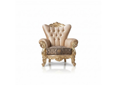 Fautteuil Sëtz Sëtzer Design Wunnzëmmer Polster Neie Stil Barock Rokoko Luxus Beige