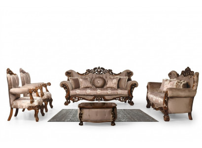 Canapé Set 3+3+1+1 Sëtzer Dësch Set Sesselen Sofa Sëtz Stoff Set 5 Stéck