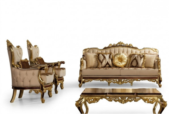 Garnitur Sofagarnitur 3+1+1 Sëtz Sofa Sofas Sessel Luxus Set Design Barock Couch