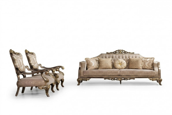 Sofa-Suite 3+1+1 Sëtzer Sofa Sofas Still Stoff Garnitur Luxus Set Wunnzëmmer