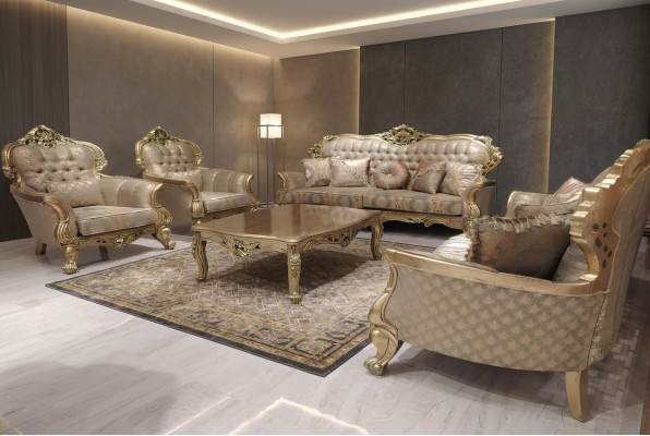 Set 5-Deel Sofagarnitur 3+3+1+1 Sëtzer Couchtisch Garnitur Sofa Stoff Sofas Canapé