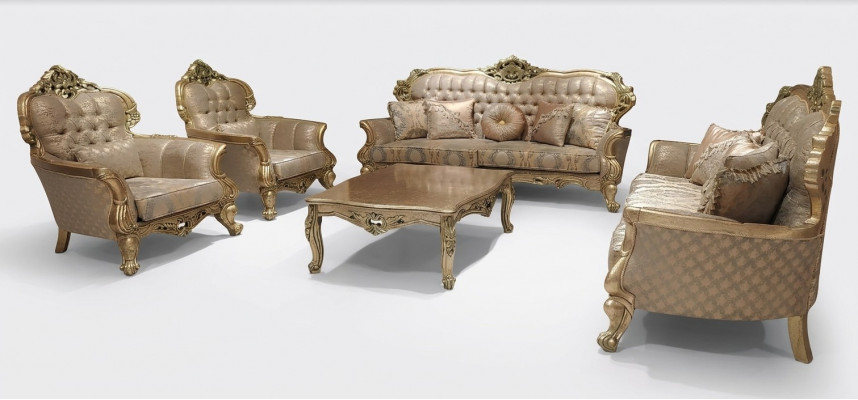 Set 5-Deel Sofagarnitur 3+3+1+1 Sëtzer Couchtisch Garnitur Sofa Stoff Sofas Canapé
