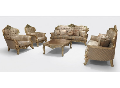 Set 5-Deel Sofagarnitur 3+3+1+1 Sëtzer Couchtisch Garnitur Sofa Stoff Sofas Canapé