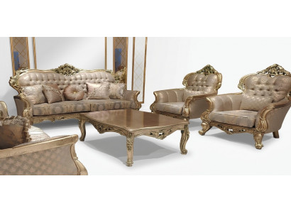 Luxus Garnitur Sofagarnitur 3+1+1 Sëtzer Sofa Stoff Sofas Klassesch Barock Nei