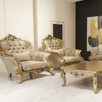 Fauteuil Ouerfauteuil Design Polstersofa Barock Chesterfield Textil Wunnzëmmer Neiwird