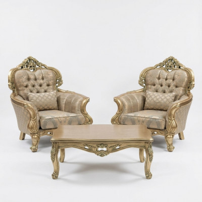 Fauteuil Ouerfauteuil Design Polstersofa Barock Chesterfield Textil Wunnzëmmer Neiwird
