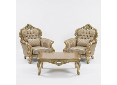 Fauteuil Ouerfauteuil Design Polstersofa Barock Chesterfield Textil Wunnzëmmer Neiwird