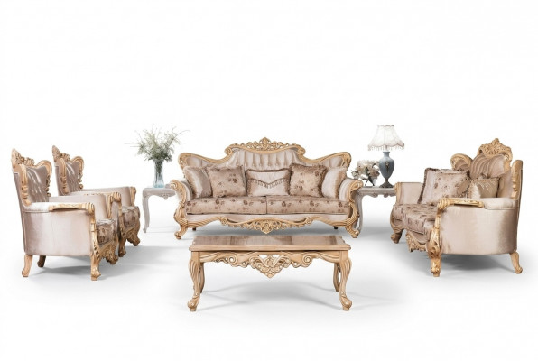 Säitegarnitur 3+3+1+1 Sëtzer Dësch Garnitur Sofa Sofa Set 5 Stécker