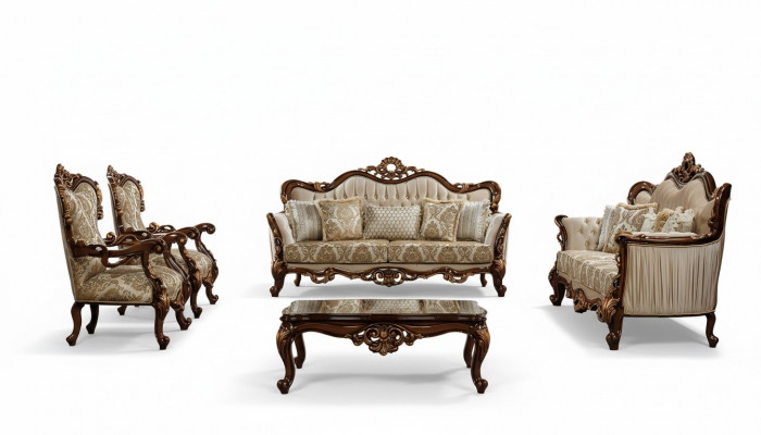 Gruppeset 5-deel Sëtzgrupp 3+3+1+1 Sëtzer Dësch Sofa Sofen Couch Stoff