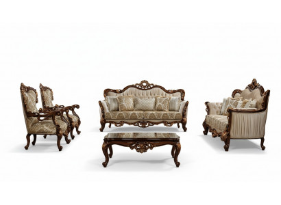 Gruppeset 5-deel Sëtzgrupp 3+3+1+1 Sëtzer Dësch Sofa Sofen Couch Stoff