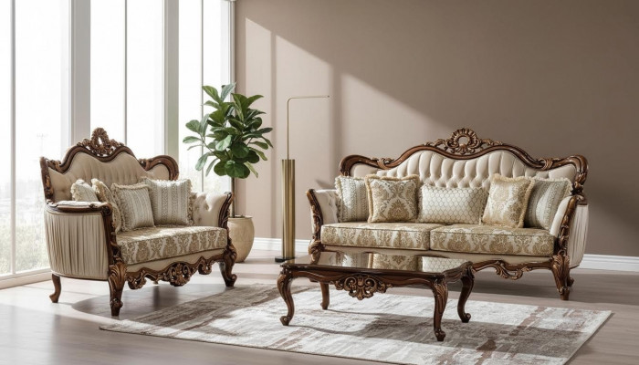 Luxus Garnitur Sofagarnitur 3+3 Sëtz Couchtisch Sofa Couch Sofas Set Barock