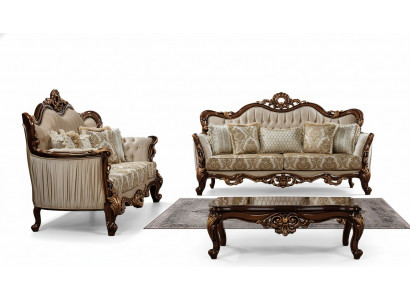 Luxus Garnitur Sofagarnitur 3+3 Sëtz Couchtisch Sofa Couch Sofas Set Barock