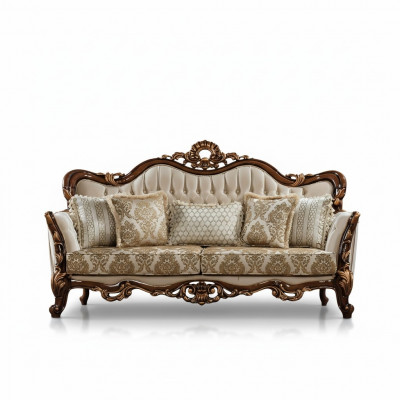 Sofa 3 Sëtzer Barock Rokoko Stoff Dräisëtzer Sofas Luxus Wunnzëmmer Barock Stil