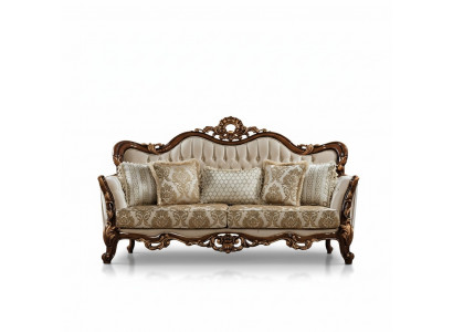 Sofa 3 Sëtzer Barock Rokoko Stoff Dräisëtzer Sofas Luxus Wunnzëmmer Barock Stil